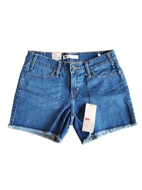 NWT Levi's Women's Size 6 Midrise Raw Hem Cut Off Stetch Denim Blue Jean Shorts